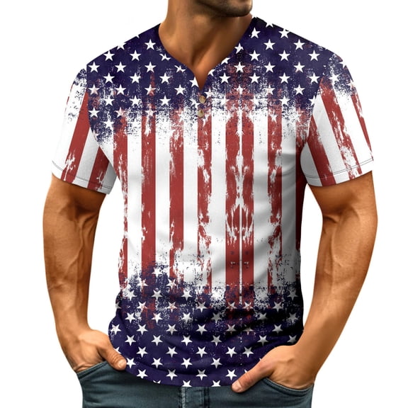 Yiaimeir Men's Casual T-Shirt For Men Summer V-neck Short Sleeved Top With Buttons