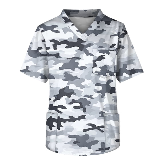 Yiaimeir Men's Casual T-Shirt Short-Sleeved V-Neck Printed Front Pocket Top