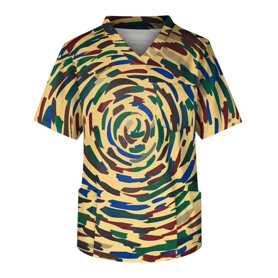 Yiaimeir Men's Casual T-Shirt Short-Sleeved V-Neck Printed Front Pocket Top