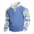 thumbnail image 1 of Yiaimeir Men's Christmas Pullover Sweatshirt Long Sleeve Button Up Casual Holiday Top with Festive Print and Comfortable Fit, 1 of 3