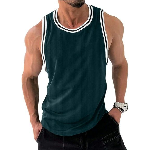 Yiaimeir Men's Classic Red Sleeveless Jersey Tank Top Athletic Fit Breathable Fabric Perfect For Sports & Casual Wear,Size S-3XL