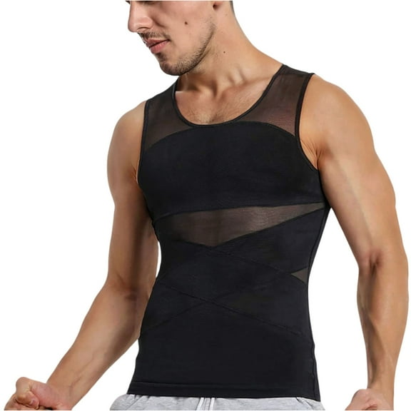 Yiaimeir Men's Compression Tank Top Slimming Body Shaper Vest Breathable Mesh Design For Workout Fitness And Everyday Wear,Size S-3XL