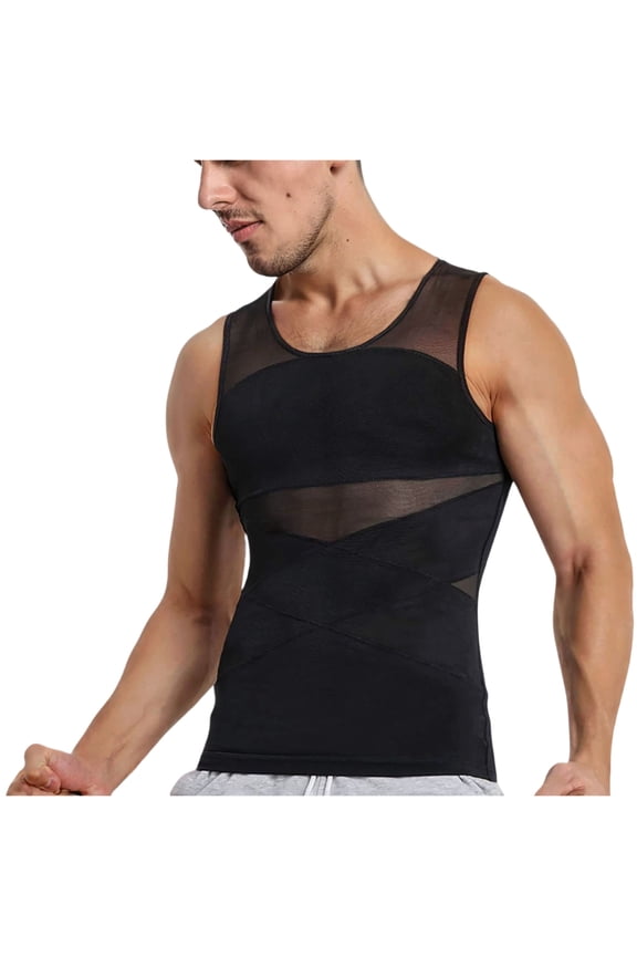 Men's Compression Tank Top Slimming Body Shaper Vest Breathable Mesh Design For Workout Fitness And Everyday Wear,Size S-3XL