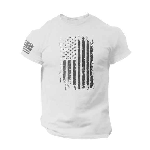 Yiaimeir Men's Fashion Casual Short Sleeve Round Neck Independence Day Flag T-Shirt Top Streetwear,Size M-3XL
