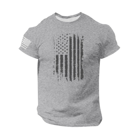 Yiaimeir Men's Fashion Casual Short Sleeve Round Neck Independence Day Flag T-Shirt Top Streetwear,Size M-3XL
