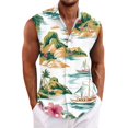 thumbnail image 1 of Yiaimeir Men's Hawaiian Lapel Button-down Shirt T-shirt Top，Size M-3XL, 1 of 4