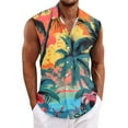 thumbnail image 1 of Yiaimeir Men's Hawaiian Lapel Button-down Shirt T-shirt Top，Size M-3XL, 1 of 4