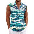 thumbnail image 1 of Yiaimeir Men's Hawaiian Lapel Button-down Shirt T-shirt Top，Size M-3XL, 1 of 4