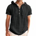 thumbnail image 1 of Yiaimeir ‌Men's Hooded Hemp T-shirt Thin Loose Fit Summer Casual Short Sleeve‌, 1 of 5