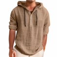 thumbnail image 1 of Yiaimeir ‌Men's Hooded Hemp T-shirt Thin Loose Fit Summer Casual Short Sleeve‌, 1 of 5