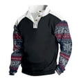 thumbnail image 1 of Yiaimeir Men's Long Sleeve Pullover Sweatshirt with Plaid Snowflake Pattern and Stand Collar Button Design for Winter Holiday Wear, 1 of 3