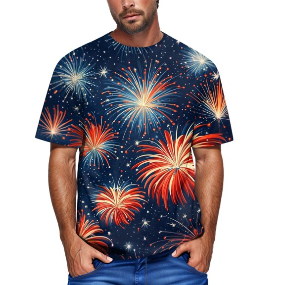 Yiaimeir Men's Patriotic American Flag Graphic T-Shirt Casual Short Sleeve Crew Neck Tee Independence Day USA T-Shirt Streetwear,Size M-3XL