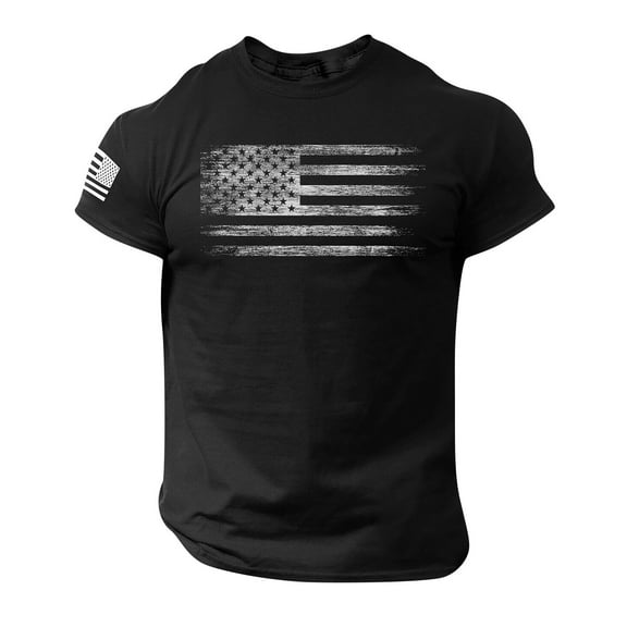 Yiaimeir Men's Patriotic American Flag T-Shirt Short Sleeve Red Durable Cotton Blend Casual Fit Sizes S-XXL Streetwear,Size S-2XL