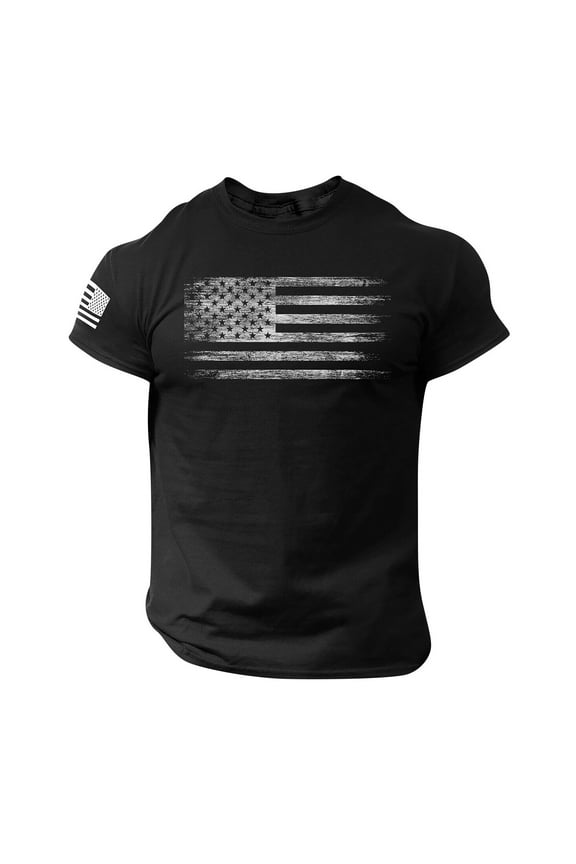 Men's Patriotic American Flag T-Shirt Short Sleeve Red Durable Cotton Blend Casual Fit Sizes S-XXL Streetwear,Size S-2XL