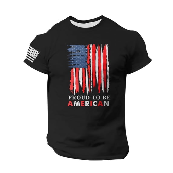 Yiaimeir Men's Patriotic T-Shirt With Distressed American Flag Print Proud to Be American Short Sleeve Tee Streetwear,Size M-3XL