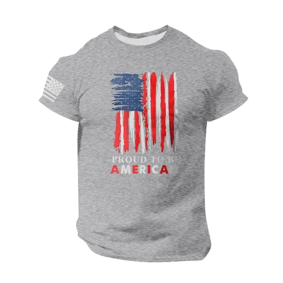 Yiaimeir Men's Patriotic T-Shirt With Distressed American Flag Print Proud to Be American Short Sleeve Tee Streetwear,Size M-3XL