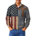thumbnail image 1 of Yiaimeir Men's Plaid Pullover Long Sleeve Lightweight Stand Collar Casual Sweatshirt with Button Half Zip Design for Daily Wear, 1 of 5