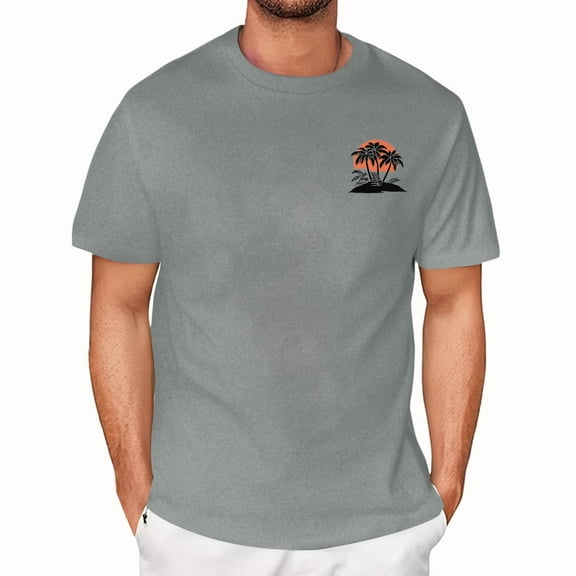 Yiaimeir ‌Men's Printed Loose Silhouette Tee Artistic Pullover Summer T-shirt