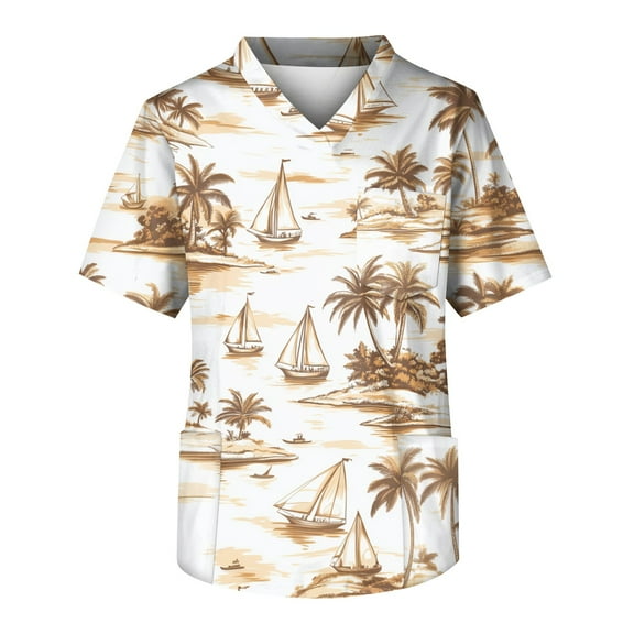 Yiaimeir ‌Men's Printed Pocket T-Shirt V-Neck Short Sleeve Carefree Summer Style‌