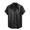 thumbnail image 1 of Yiaimeir Men's Short Sleeve Satin Button-Down T-Shirt Stylish Floral Pattern Casual Summer Top Lightweight and Breathable Streetwear,Size S-2XL, 1 of 5
