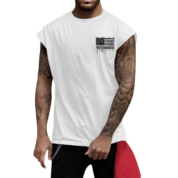 Yiaimeir Men's Sleeveless American Flag Graphic Tee Casual Summer Muscle Tank Tops For Gym Sports And Daily Wear,Size S-3XL
