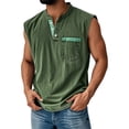 thumbnail image 1 of Yiaimeir Men's Sleeveless Henley Tank Tops Casual Summer Tank Top With Pocket Lightweight Cotton Blend For Daily Wear,Size S-3XL, 1 of 5
