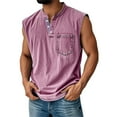 thumbnail image 1 of Yiaimeir Men's Sleeveless Henley Tank Tops Casual Vintage Washed Tank Top With Pocket Soft Cotton Blend For Summer Comfort,Size S-3XL, 1 of 4