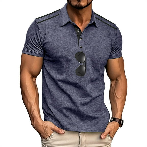 Yiaimeir ‌Men's Summer Short Sleeve Shirt Breathable Casual Stand Collar‌