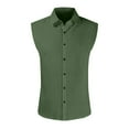 thumbnail image 1 of Yiaimeir Men's Summer Tops Fashion Solid Color Sleeveless Button-Down Shirt,Size S-6XL, 1 of 4