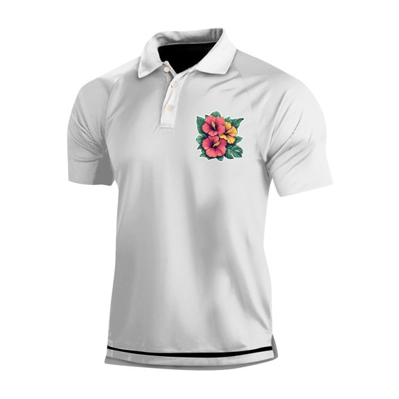 Yiaimeir Men's Three Button Printed Lapel Short Sleeve T-Shirt Top Streetwear,Size M-3XL