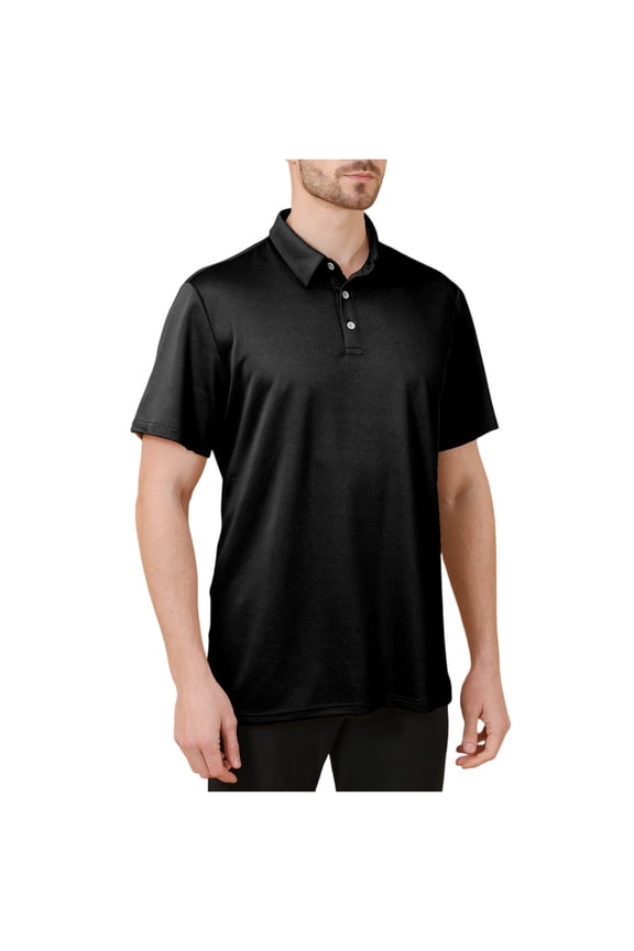 Men's Three Button Printed Lapel Short Sleeve T-Shirt Top Streetwear,Size M-3XL