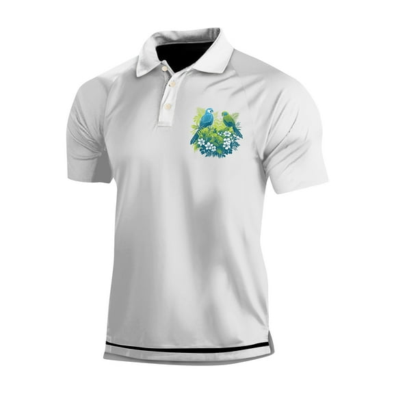 Yiaimeir Men's Three Button Printed Lapel Short Sleeve T-Shirt Top Streetwear,Size M-3XL