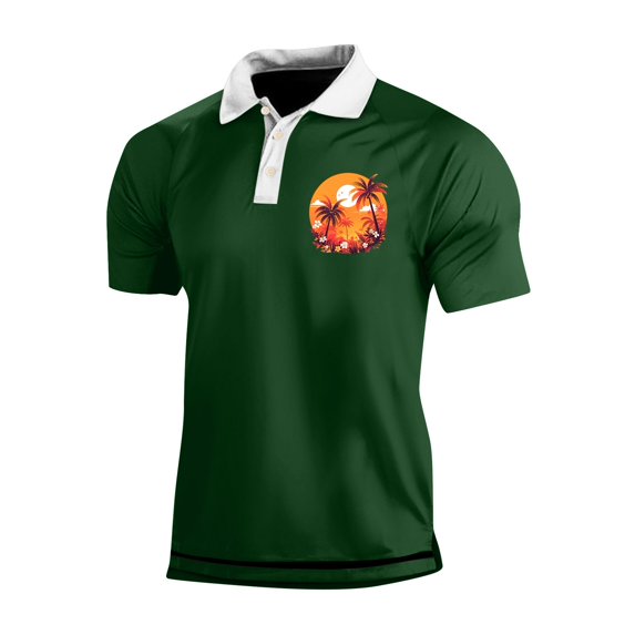 Yiaimeir Men's Three Button Printed Lapel Short Sleeve T-Shirt Top Streetwear,Size M-3XL