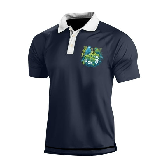 Yiaimeir Men's Three Button Printed Lapel Short Sleeve T-Shirt Top Streetwear,Size M-3XL