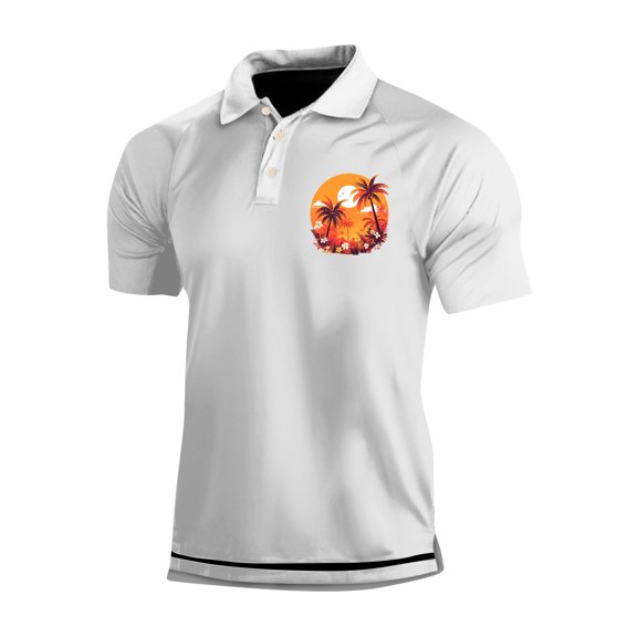 Yiaimeir Men's Three Button Printed Lapel Short Sleeve T-Shirt Top Streetwear,Size M-3XL