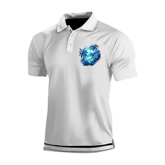 Yiaimeir Men's Three Button Printed Lapel Short Sleeve T-Shirt Top Streetwear,Size M-3XL