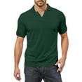 thumbnail image 1 of Yiaimeir Men's V-neck Short-sleeved Top Textured Collar Golf T-shirt Streetwear,Size M-3XL, 1 of 5