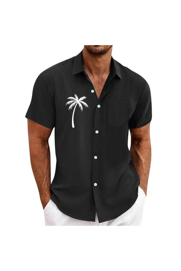 Men's Vintage Bowling Shirts Short Sleeve Summer Hawaiian Shirt For Men,Size M-4XL