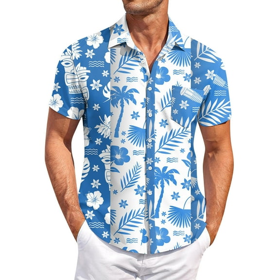 Yiaimeir Men's Vintage Button Down Bowling Shirts Short Sleeve Summer Beach Shirt，Size M-3XL