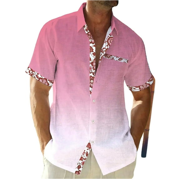 Yiaimeir Men's Vintage Button Down Bowling Shirts Short Sleeve Summer Beach Shirt,Size M-3XL