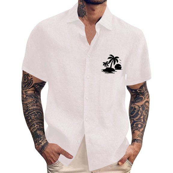 Yiaimeir Men's Vintage Button Down Bowling Shirts Short Sleeve Summer Beach Shirt，Size M-3XL