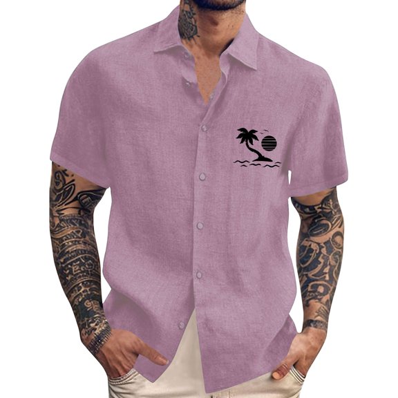 Yiaimeir Men's Vintage Button Down Bowling Shirts Short Sleeve Summer Beach Shirt，Size M-3XL