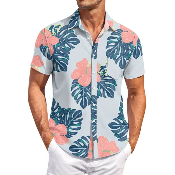 Yiaimeir Men's Vintage Button Down Bowling Shirts Short Sleeve Summer Beach Shirt,Size M-3XL