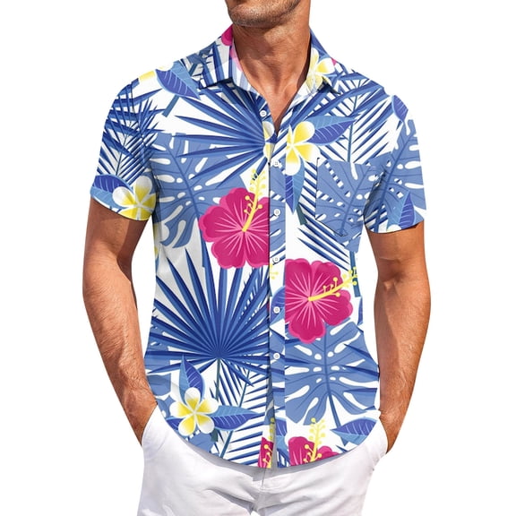 Yiaimeir Men's Vintage Button Down Bowling Shirts Short Sleeve Summer Beach Shirt,Size M-3XL
