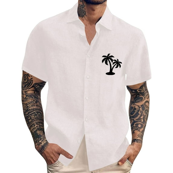 Yiaimeir Men's Vintage Button Down Bowling Shirts Short Sleeve Summer Beach Shirt，Size M-3XL