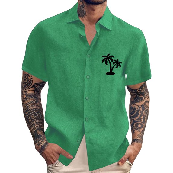 Yiaimeir Men's Vintage Button Down Bowling Shirts Short Sleeve Summer Beach Shirt，Size M-3XL