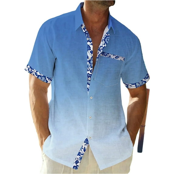 Yiaimeir Men's Vintage Button Down Bowling Shirts Short Sleeve Summer Beach Shirt，Size M-3XL