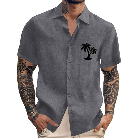 Yiaimeir Men's Vintage Button Down Bowling Shirts Short Sleeve Summer Beach Shirt,Size M-3XL
