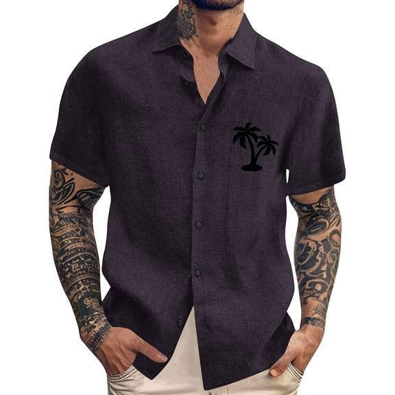 Yiaimeir Men's Vintage Button Down Bowling Shirts Short Sleeve Summer Beach Shirt，Size M-3XL