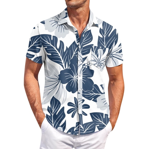 Yiaimeir Men's Vintage Button Down Bowling Shirts Short Sleeve Summer Beach Shirt，Size M-3XL